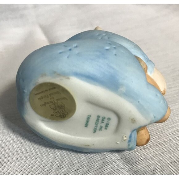 Cabbage Patch Kids Bisque Figurine Baby Boy Blue Sleeper 2.5" Teddy Bear 1984 - Picture 6 of 8